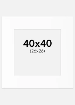 Passepartout Hvid Standard (Hvid kerne) 40x40 cm (26x26)
