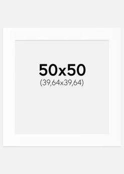 Passepartout Hvid Standard (Hvid kerne) 50x50 cm (39,64x39,64)