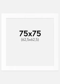 Passepartout Hvid Standard (Hvid kerne) 75x75 cm (62,5x62,5)