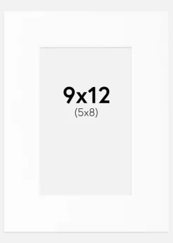 Passepartout Hvid Standard (Hvid kerne) 9x12 cm (5x8)