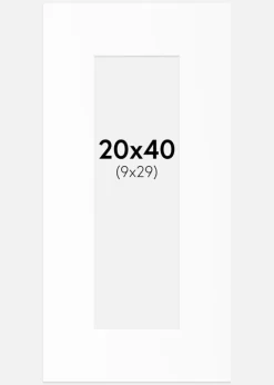 Passepartout Hvid Standard (Hvid kerne) 20x40 cm (9x29)