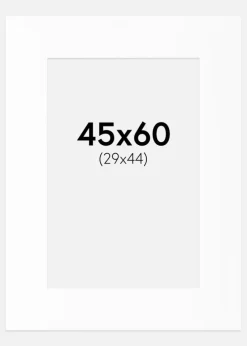 Passepartout Hvid Standard (Hvid kerne) 45x60 cm (29x44)