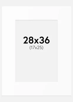 Passepartout Hvid Standard (Hvid kerne) 28x36 cm (17x25)