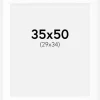 Passepartout Hvid Standard (Hvid kerne) 35x50 cm (29x34)