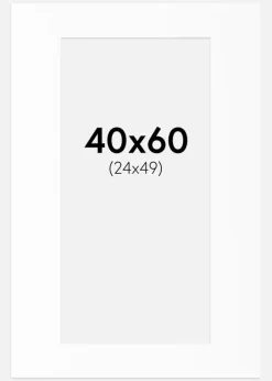 Passepartout Hvid Standard (Hvid kerne) 40x60 cm (24x49)
