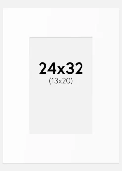 Passepartout Hvid Standard (Hvid kerne) 24x32 cm (13x20)