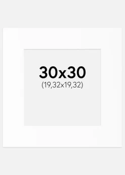 Passepartout Hvid Standard (Hvid kerne) 30x30 cm (19,32x19,32)