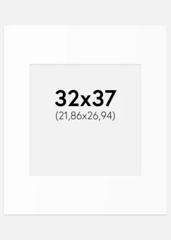 Passepartout Hvid Standard (Hvid kerne) 32x37 cm (21,86x26,94)
