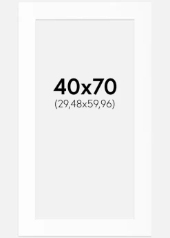 Passepartout Hvid Standard (Hvid kerne) 40x70 cm (29,48x59,96)