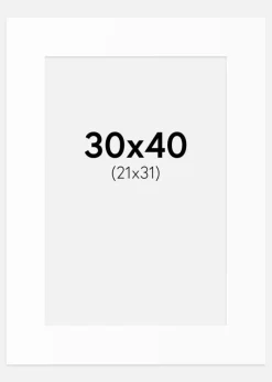 Passepartout Hvid Standard (Hvid kerne) 30x40 cm (21x31)