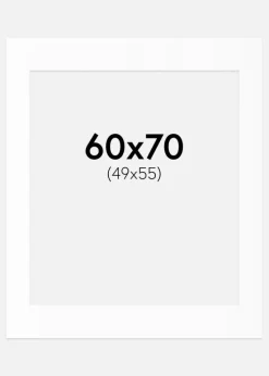Passepartout Hvid Standard (Hvid kerne) 60x70 cm (49x55)
