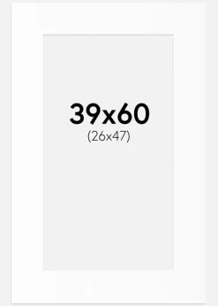 Passepartout Hvid Standard (Hvid kerne) 39x60 cm (26x47)