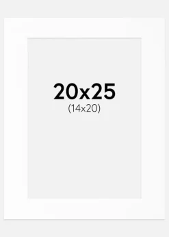 Passepartout Hvid Standard (Hvid kerne) 20x25 cm (14x20)