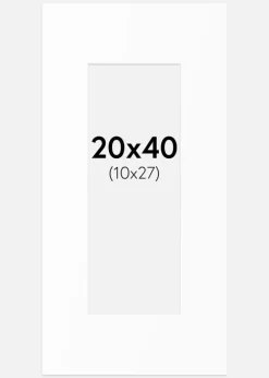 Passepartout Hvid Standard (Hvid kerne) 20x40 cm (10x27)