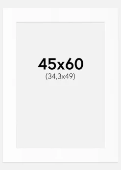 Passepartout Hvid Standard (Hvid kerne) 45x60 cm (34,3x49)