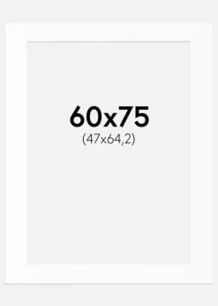 Passepartout Hvid Standard (Hvid kerne) 60x75 cm (47x64,2)