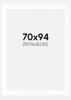 Passepartout Hvid Standard (Hvid kerne) 70x94 cm (59,96x82,82)
