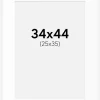 Passepartout Hvid Standard (Hvid kerne) 34x44 cm (25x35)