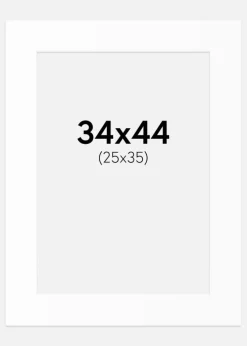 Passepartout Hvid Standard (Hvid kerne) 34x44 cm (25x35)