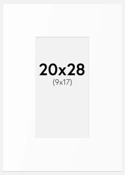 Passepartout Hvid Standard (Hvid kerne) 20x28 cm (9x17)
