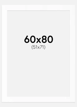 Passepartout Hvid Standard (Hvid kerne) 60x80 cm (51x71)