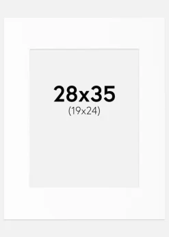 Passepartout Hvid Standard (Hvid kerne) 28x35 cm (19x24)