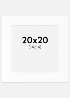 Passepartout Hvid Standard (Hvid kerne) 20x20 cm (14x14)