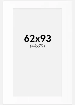 Passepartout Hvid Standard (Hvid kerne) 62x93 cm (44x79)