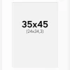Passepartout Hvid Standard (Hvid kerne) 35x45 cm (24x34,3)
