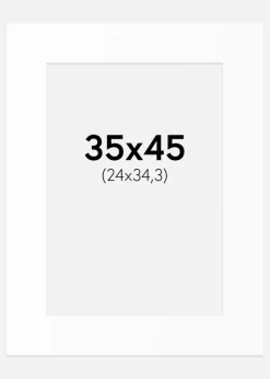Passepartout Hvid Standard (Hvid kerne) 35x45 cm (24x34,3)