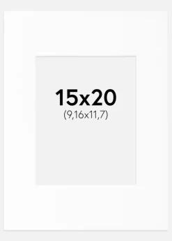 Passepartout Hvid Standard (Hvid kerne) 15x20 cm (9,16x11,7)