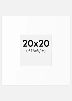 Passepartout Hvid Standard (Hvid kerne) 20x20 cm (9,16x9,16)