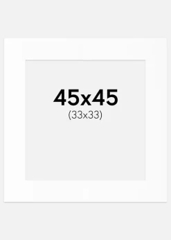 Passepartout Hvid Standard (Hvid kerne) 45x45 cm (33x33)
