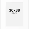 Passepartout Hvid Standard (Hvid kerne) 30x38 cm (19x26)