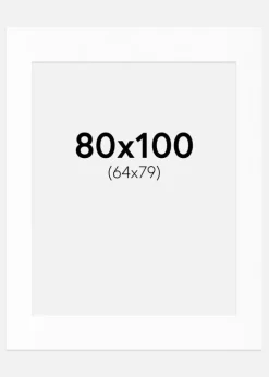Passepartout Hvid Standard (Hvid kerne) 80x100 cm (64x79)
