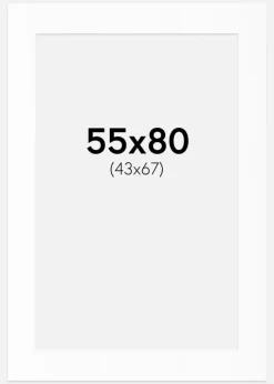Passepartout Hvid Standard (Hvid kerne) 55x80 cm (43x67)