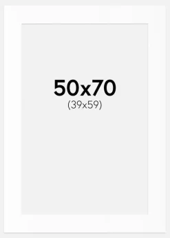 Passepartout Hvid Standard (Hvid kerne) 50x70 cm (39x59)