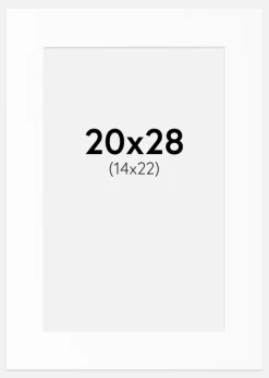 Passepartout Hvid Standard (Hvid kerne) 20x28 cm (14x22)