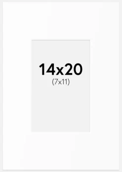 Passepartout Hvid Standard (Hvid kerne) 14x20 cm (7x11)