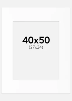 Passepartout Hvid Standard (Hvid kerne) 40x50 cm (27x34)