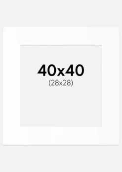 Passepartout Hvid Standard (Hvid kerne) 40x40 cm (28x28)