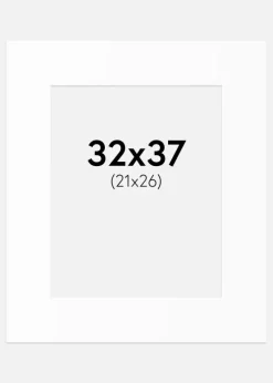 Passepartout Hvid Standard (Hvid kerne) 32x37 cm (21x26)