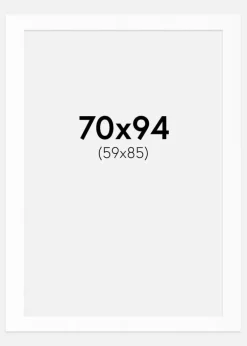 Passepartout Hvid Standard (Hvid kerne) 70x94 cm (59x85)