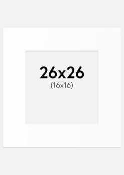 Passepartout Hvid Standard (Hvid kerne) 26x26 cm (16x16)