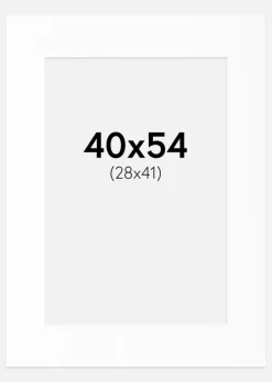 Passepartout Hvid Standard (Hvid kerne) 40x54 cm (28x41)