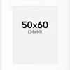 Passepartout Hvid Standard (Hvid kerne) 50x60 cm (34x44)
