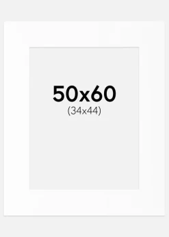 Passepartout Hvid Standard (Hvid kerne) 50x60 cm (34x44)