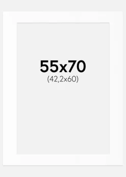 Passepartout Hvid Standard (Hvid kerne) 55x70 cm (42,2x60)