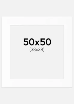 Passepartout Hvid Standard (Hvid kerne) 50x50 cm (38x38)