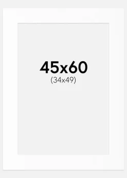 Passepartout Hvid Standard (Hvid kerne) 45x60 cm (34x49)